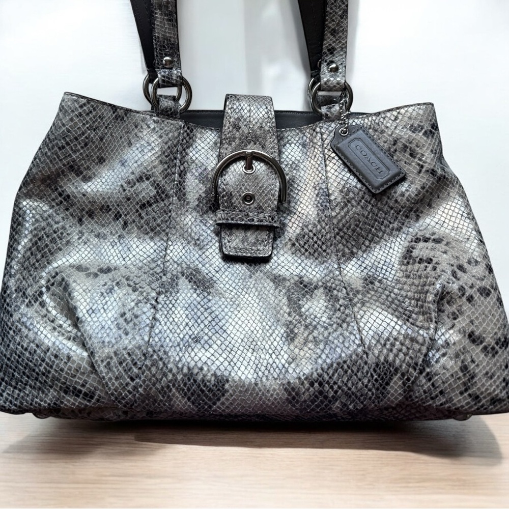 Coach Vintage Python Embossed Leather Carryall To… - image 1